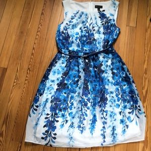 White and blue floral dress